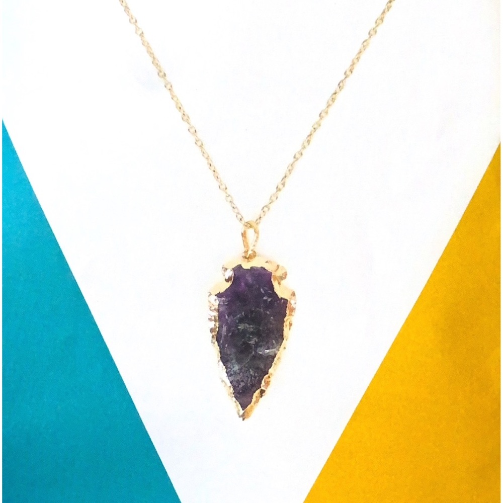 🆕 Handcrafted Amethyst Arrowhead Pendant Necklace - Picture 6 of 8